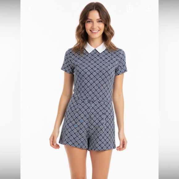 Aqua black & white romper size small new with tags - Picture 1 of 8